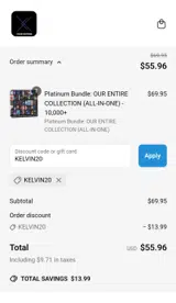 KELVIN20 coupon verification screenshot