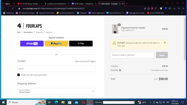 Fourlaps checkout page showing Fourlaps discount code box | Screenshot taken by SimplyCodes community member on Jan 10, 2024
