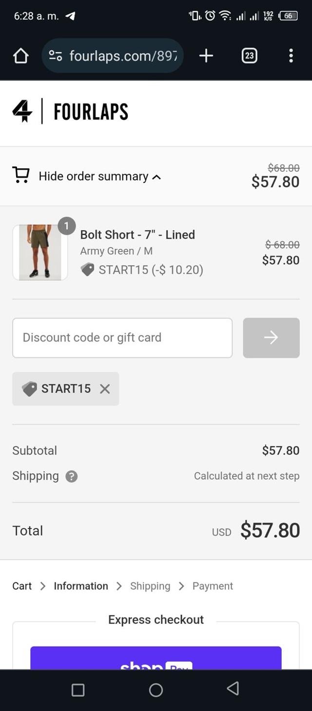 Fourlaps checkout page showing Fourlaps discount code box | Screenshot taken by SimplyCodes community member on Jan 10, 2024