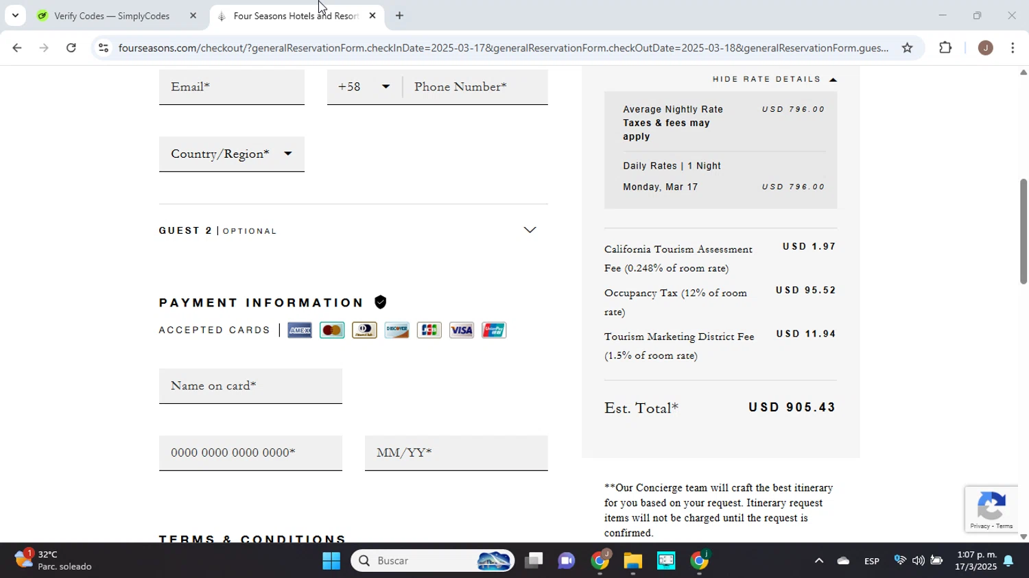 Four Seasons Hotels and Resorts promo code screenshot showing code STANFOR applied at Four Seasons Hotels and Resorts checkout page. Uploaded by SimplyCodes community member jorgejavierherrera on Mar 17, 2025