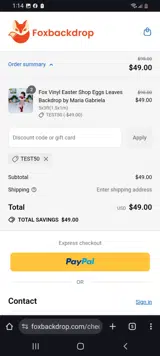 test50 coupon verification screenshot