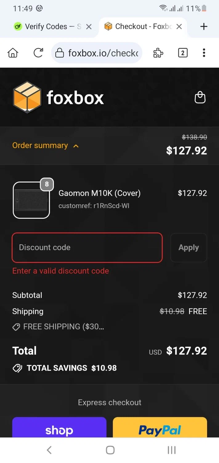 Foxbox.io promo code screenshot showing code JADE applied at Foxbox.io checkout page. Uploaded by SimplyCodes community member menotychire on Nov 29, 2025