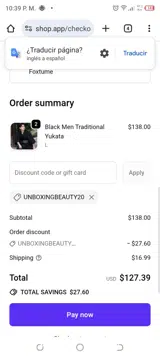 UNBOXINGBEAUTY20 coupon verification screenshot