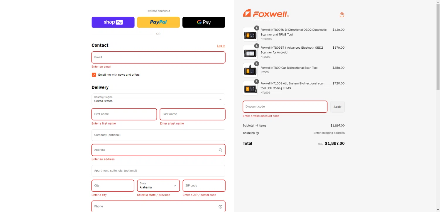 Foxwell Diag promo code screenshot showing code FA30 applied at Foxwell Diag checkout page. Uploaded by SimplyCodes community member CleverLynx8583 on Jun 21, 2025
