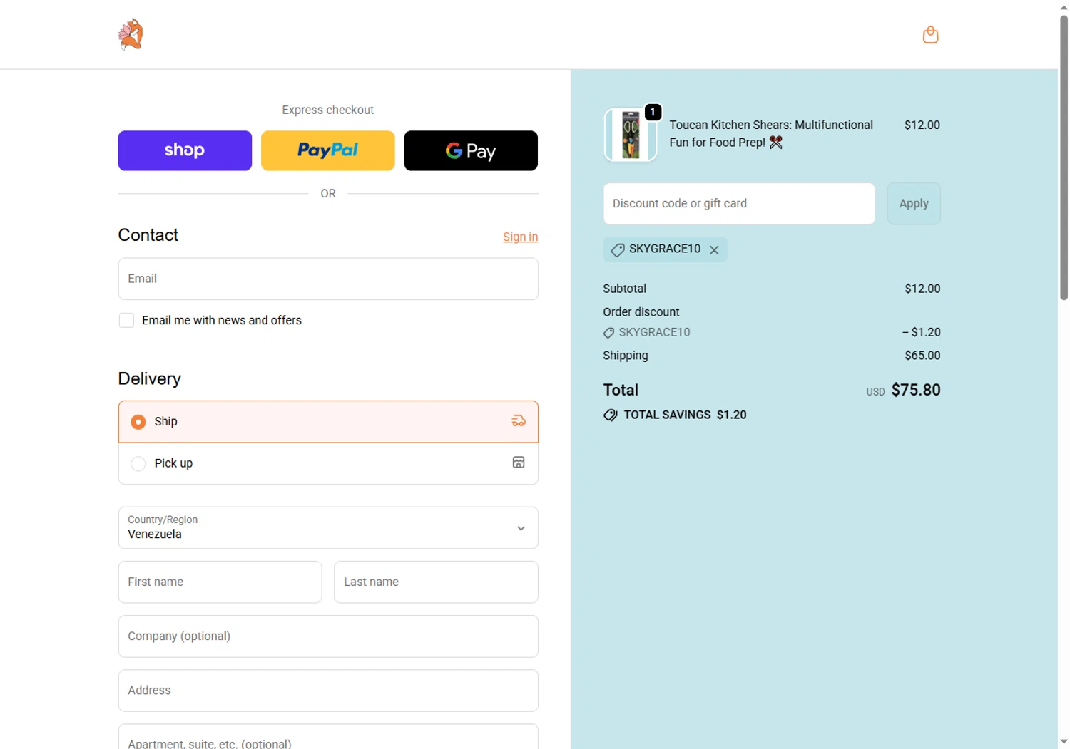 Foxy's Leotards promo code screenshot showing code SKYGRACE10 applied at Foxy's Leotards checkout page. Uploaded by SimplyCodes community member Beaaalmera on Nov 21, 2025