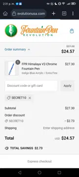 SECRET10 coupon verification screenshot