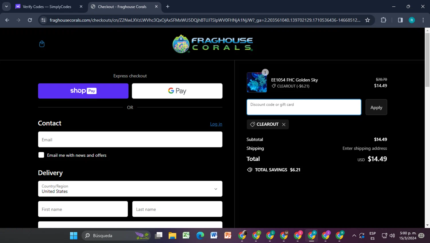 how to use Fraghouse Corals coupons