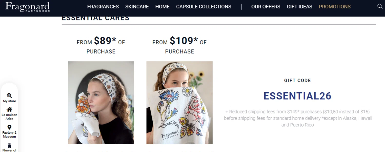 Fragonard coupon code screenshot showing code ESSENTIAL26 applied at Fragonard checkout page. Uploaded by SimplyCodes community member Taeyang on Jan 16, 2026