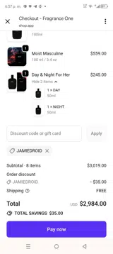 JAMIEDROID coupon verification screenshot