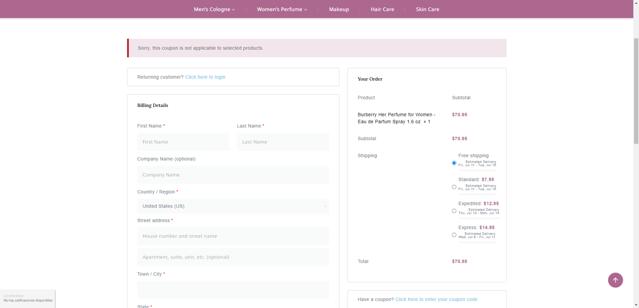 FragranceShop.com checkout page showing FragranceShop.com coupon code box | Screenshot taken by SimplyCodes community member on Jul 5, 2025