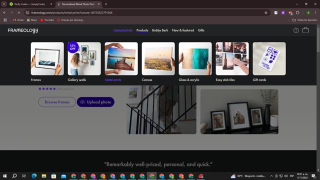 Frameology checkout page showing Frameology discount code box | Screenshot taken by SimplyCodes community member on Nov 7, 2024