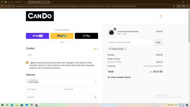 Frameology checkout page showing Frameology discount code box | Screenshot taken by SimplyCodes community member on Nov 20, 2024