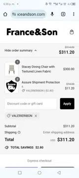 VALERIERIBON coupon verification screenshot