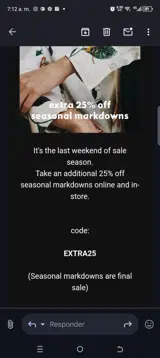 Extra25 coupon verification screenshot