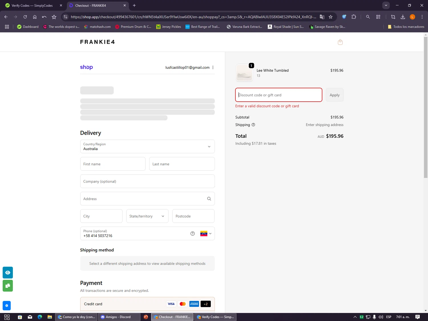 Frankie4 US promo code screenshot showing code BF30 applied at Frankie4 US checkout page. Uploaded by SimplyCodes community member VayneChambeadora on Nov 30, 2025