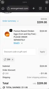 Frankie's Free Range Meat coupon verification screenshot