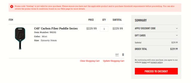 Franklin Sports checkout page showing Franklin Sports discount code box | Screenshot taken by SimplyCodes community member on Sep 6, 2025