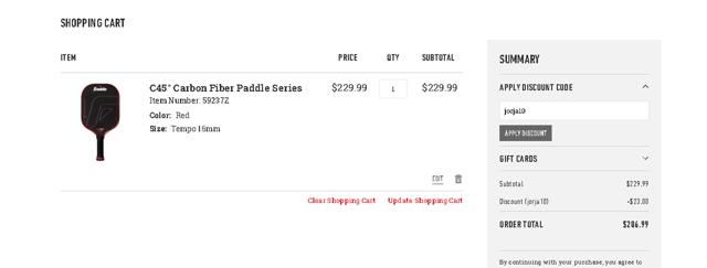 Franklin Sports checkout page showing Franklin Sports discount code box | Screenshot taken by SimplyCodes community member on Sep 6, 2025