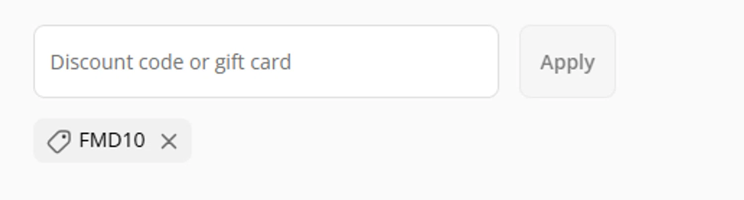 Frankly My Dear discount code screenshot showing code FMD10 applied at Frankly My Dear checkout page. Uploaded by SimplyCodes community member PromoScout8746 on Oct 13, 2025
