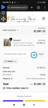 UNBOX coupon verification screenshot