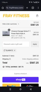 Slash13 coupon verification screenshot