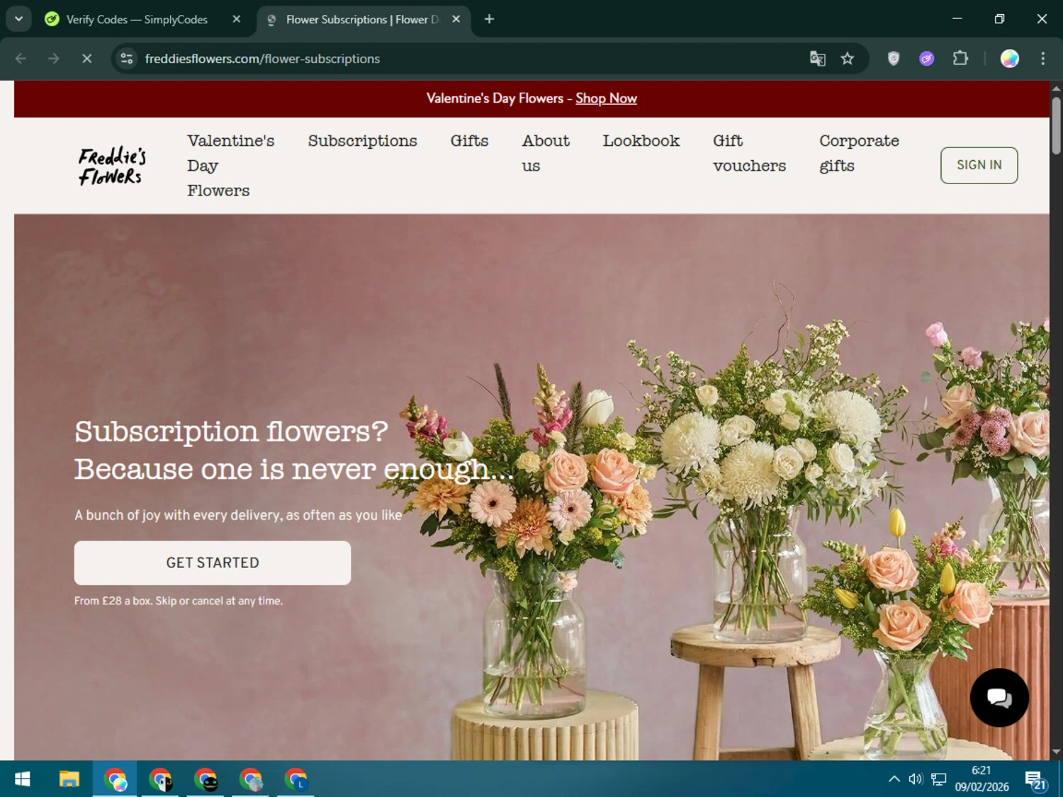 Freddie's Flowers promo code screenshot showing code Shnordic applied at Freddie's Flowers checkout page. Uploaded by SimplyCodes community member Estrellitacoairis on Feb 9, 2026