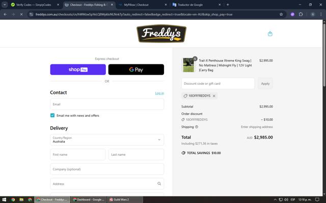 Freddys checkout page showing Freddys discount code box | Screenshot taken by SimplyCodes community member on Jun 26, 2025