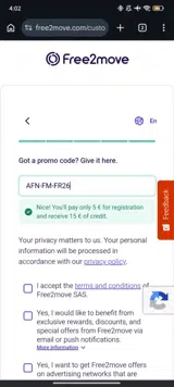 AFN-FM-FR26 coupon verification screenshot