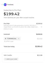 Freebeat AI coupon verification screenshot