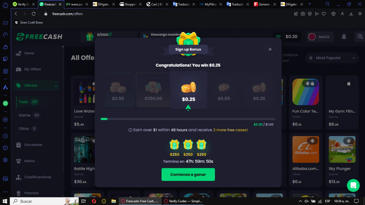 FreeCash checkout page showing FreeCash promo code box | Screenshot taken by SimplyCodes community member on Dec 3, 2024