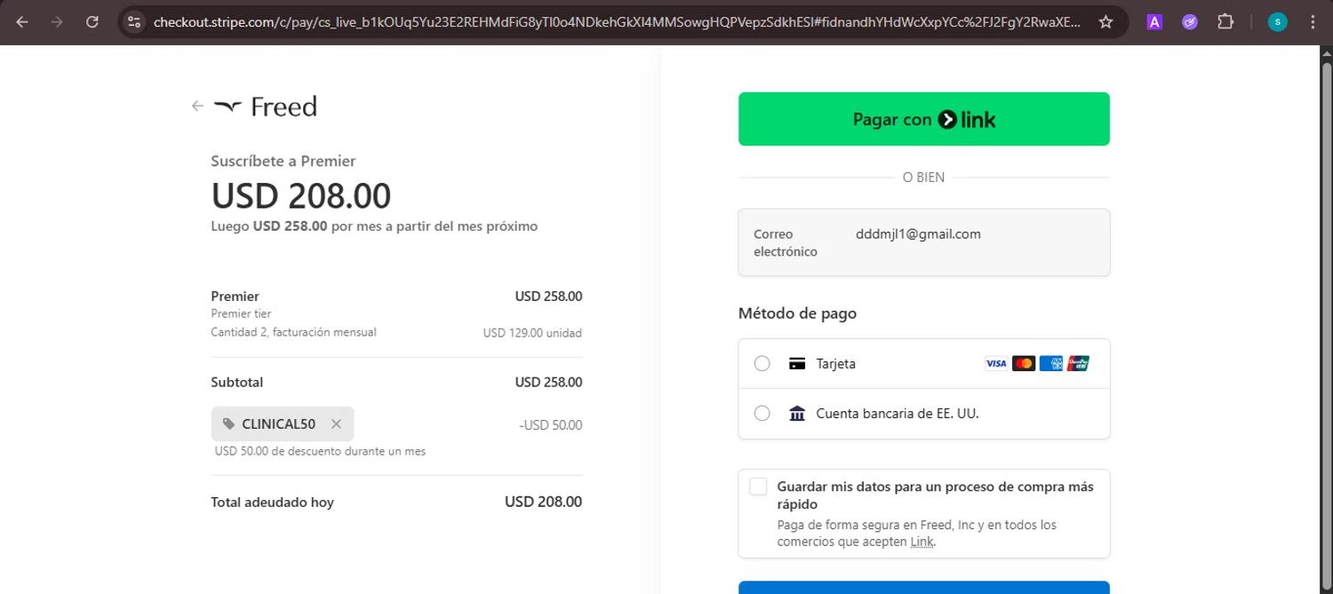 Freed checkout page showing Freed discount code box | Screenshot taken by SimplyCodes community member on Nov 30, 2025