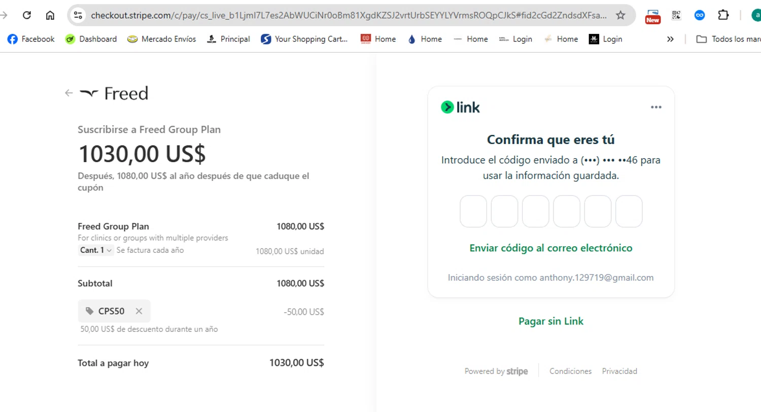 Freed discount code screenshot showing code CPS50 applied at Freed checkout page. Uploaded by SimplyCodes community member anthonydiaz1 on Apr 5, 2025