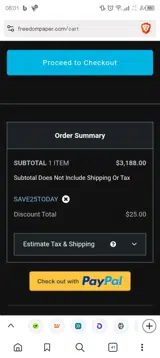 SAVE25TODAY coupon verification screenshot