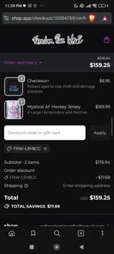 FRW-L9Y8CG coupon verification screenshot