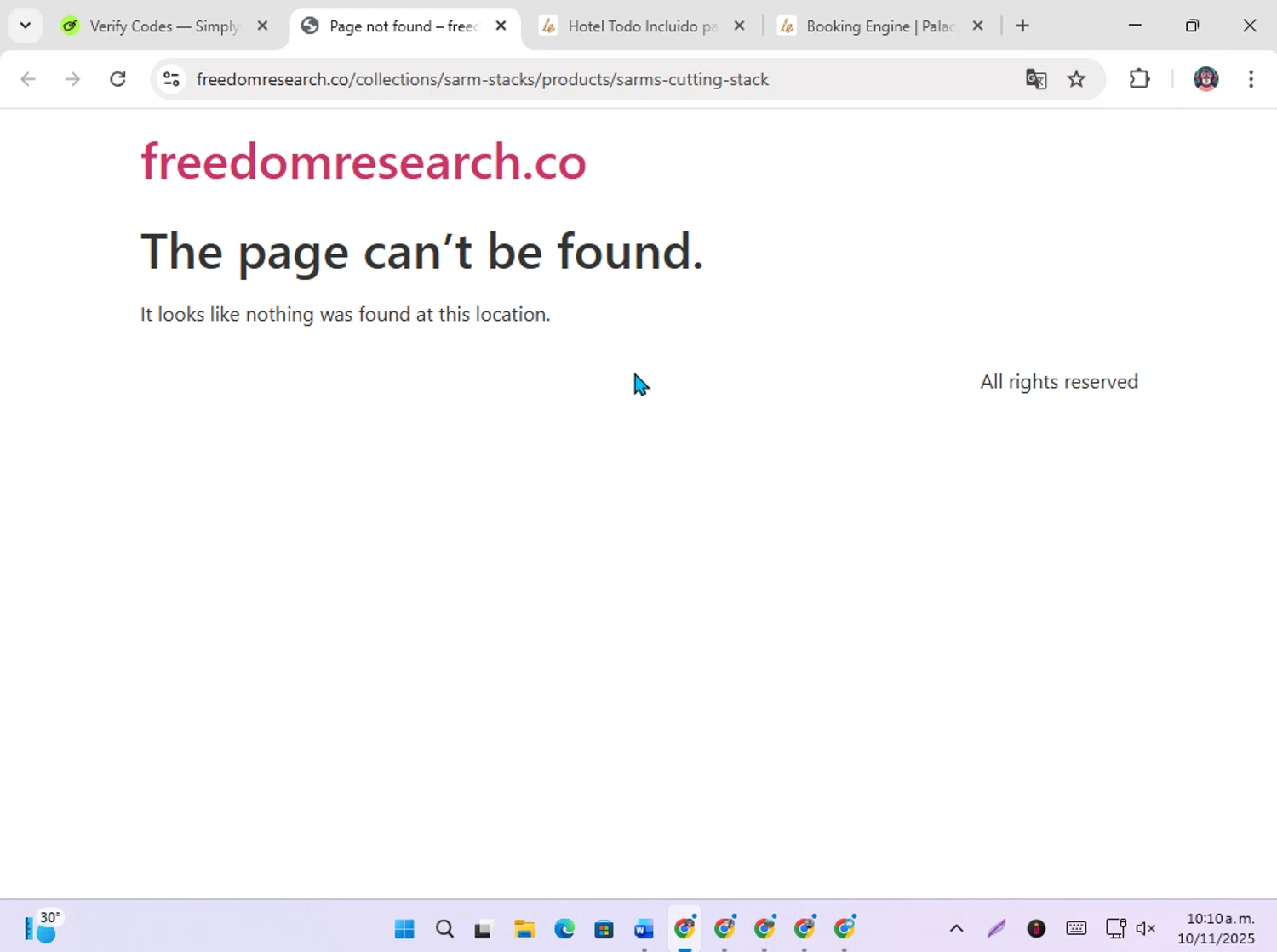 Freedom Research discount code screenshot showing code STACKED20 applied at Freedom Research checkout page. Uploaded by SimplyCodes community member karoline on Nov 10, 2025