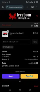 Freedom Strength Co coupon verification screenshot