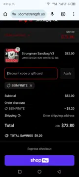 Freedom Strength Co coupon verification screenshot