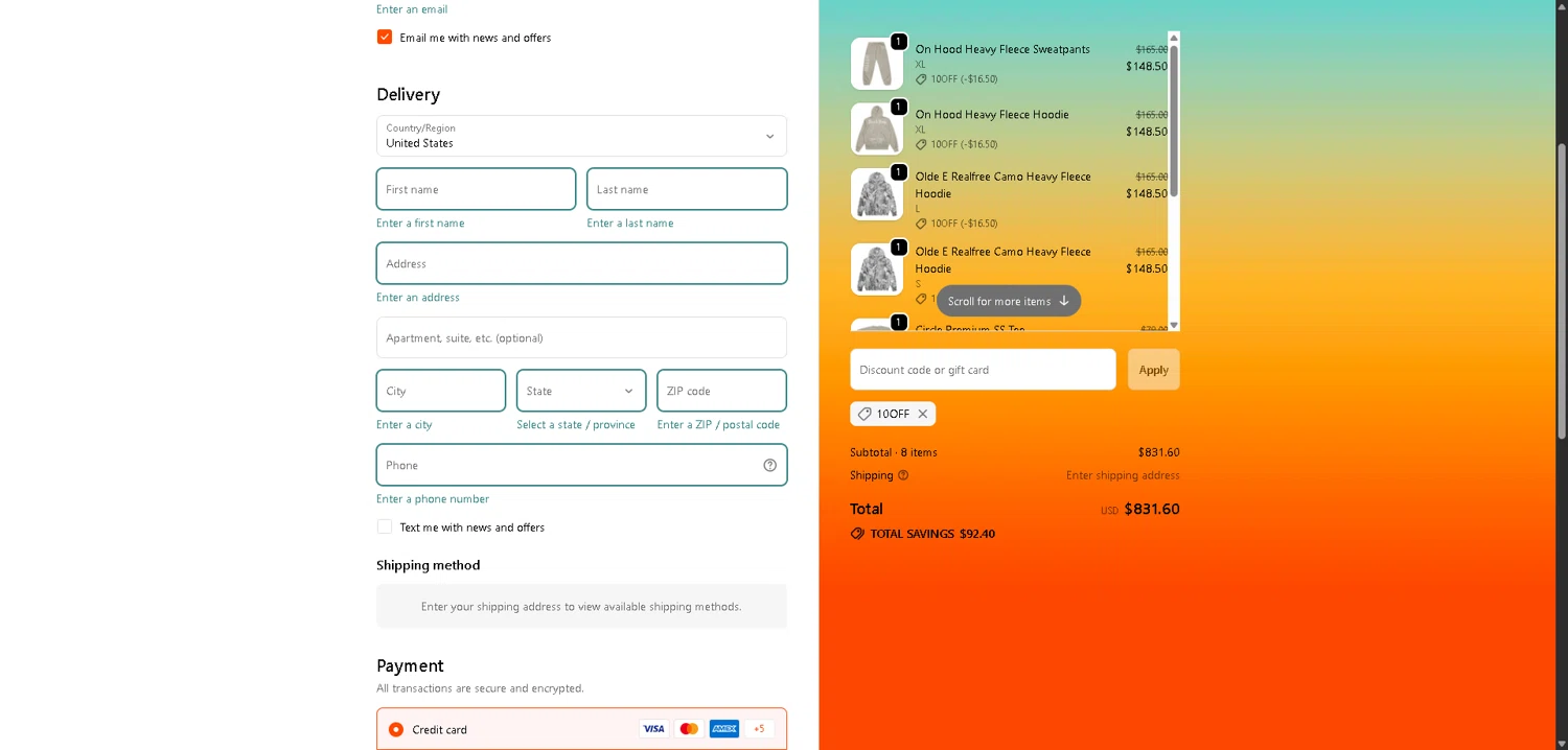 Free & Easy discount code screenshot showing code 10OFF applied at Free & Easy checkout page. Uploaded by SimplyCodes community member VictoriousFinder4393 on Dec 11, 2025