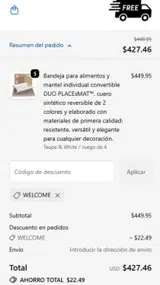 WELCOME coupon verification screenshot