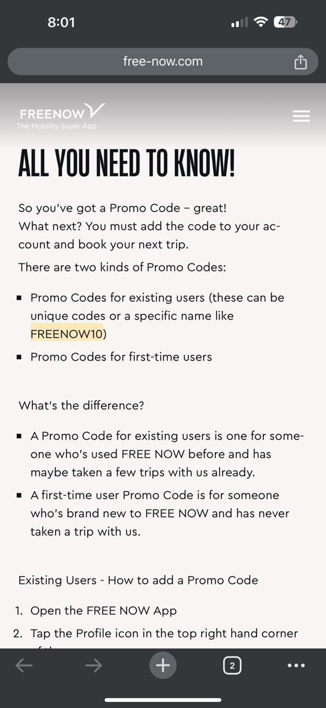 FREE NOW checkout page showing FREE NOW promo code box | Screenshot taken by SimplyCodes community member on Sep 8, 2024