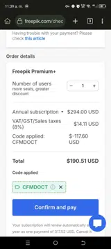 CFMDOCT coupon verification screenshot