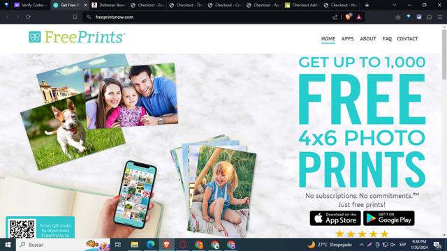 FreePrints checkout page showing FreePrints promo code box | Screenshot taken by SimplyCodes community member on Jan 31, 2024
