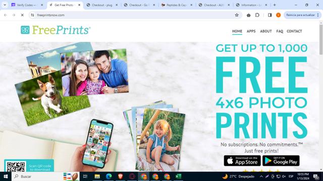 FreePrints checkout page showing FreePrints promo code box | Screenshot taken by SimplyCodes community member on Jan 14, 2024