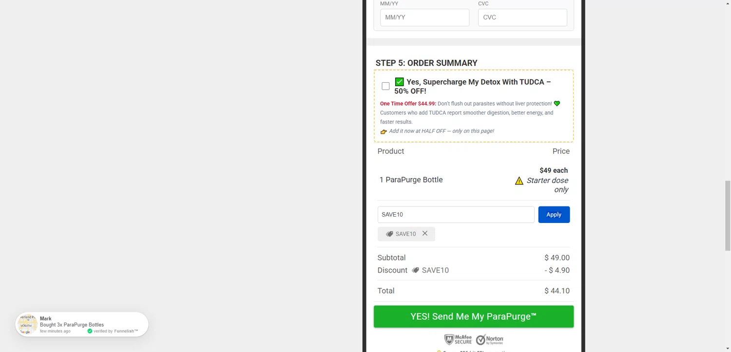 FREERANGE Supplements promo code screenshot showing code SAVE10 applied at FREERANGE Supplements checkout page. Uploaded by SimplyCodes community member DiscountWarden480 on Jul 16, 2025