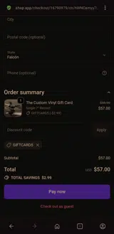GIFTCARD5 coupon verification screenshot