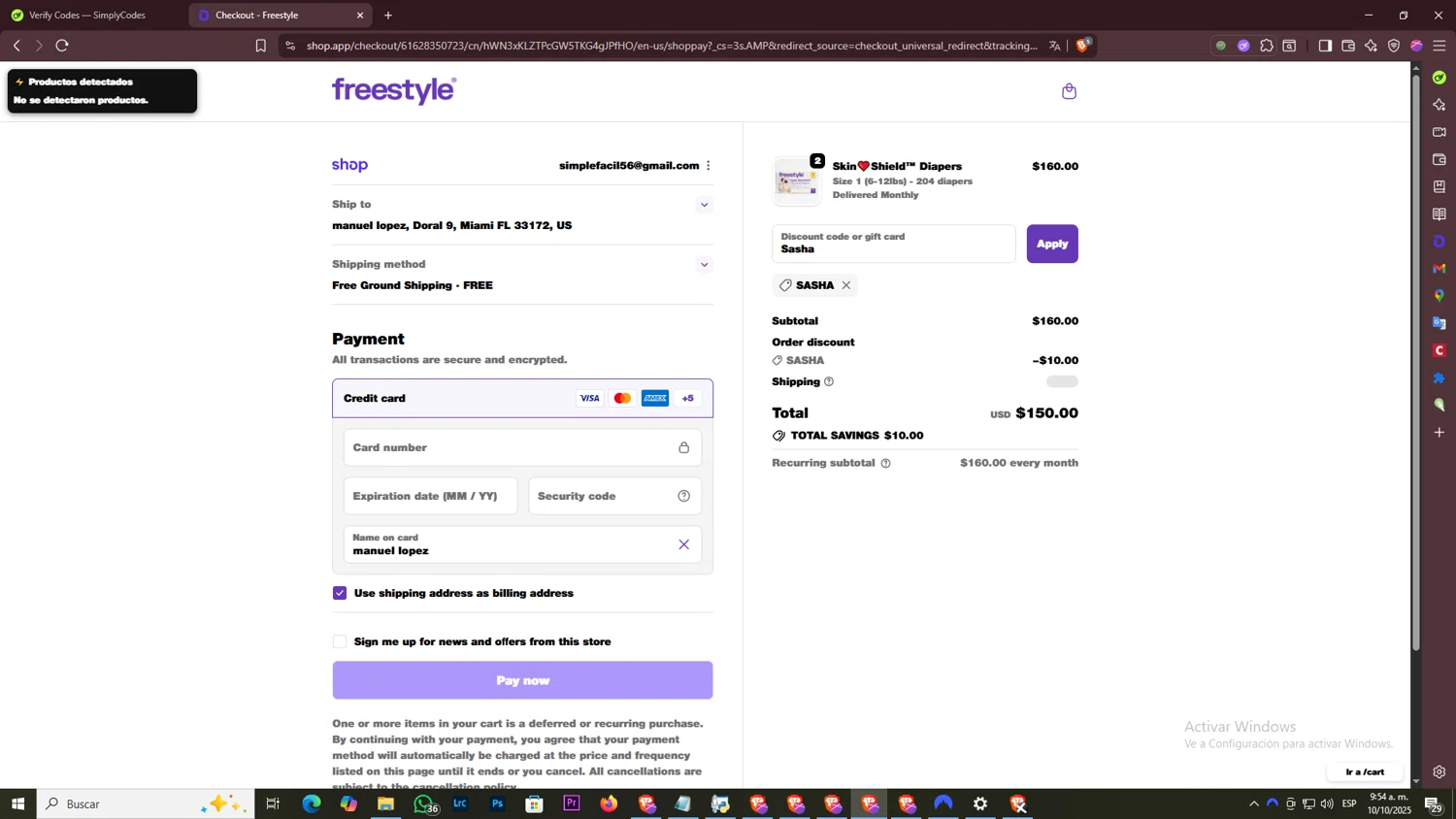 Freestyle World promo code screenshot showing code Sasha applied at Freestyle World checkout page. Uploaded by SimplyCodes community member ArtPOPO on Oct 10, 2025