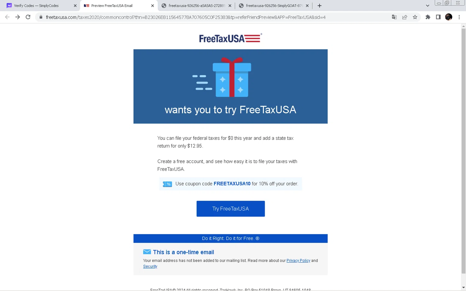 FreeTaxUSA Coupons up to 10 Off November 2024