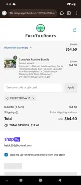FREEITFRIDAY15 coupon verification screenshot
