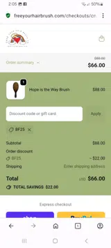 BF25 coupon verification screenshot