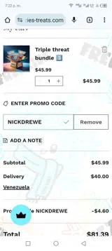 NICKDREWE coupon verification screenshot